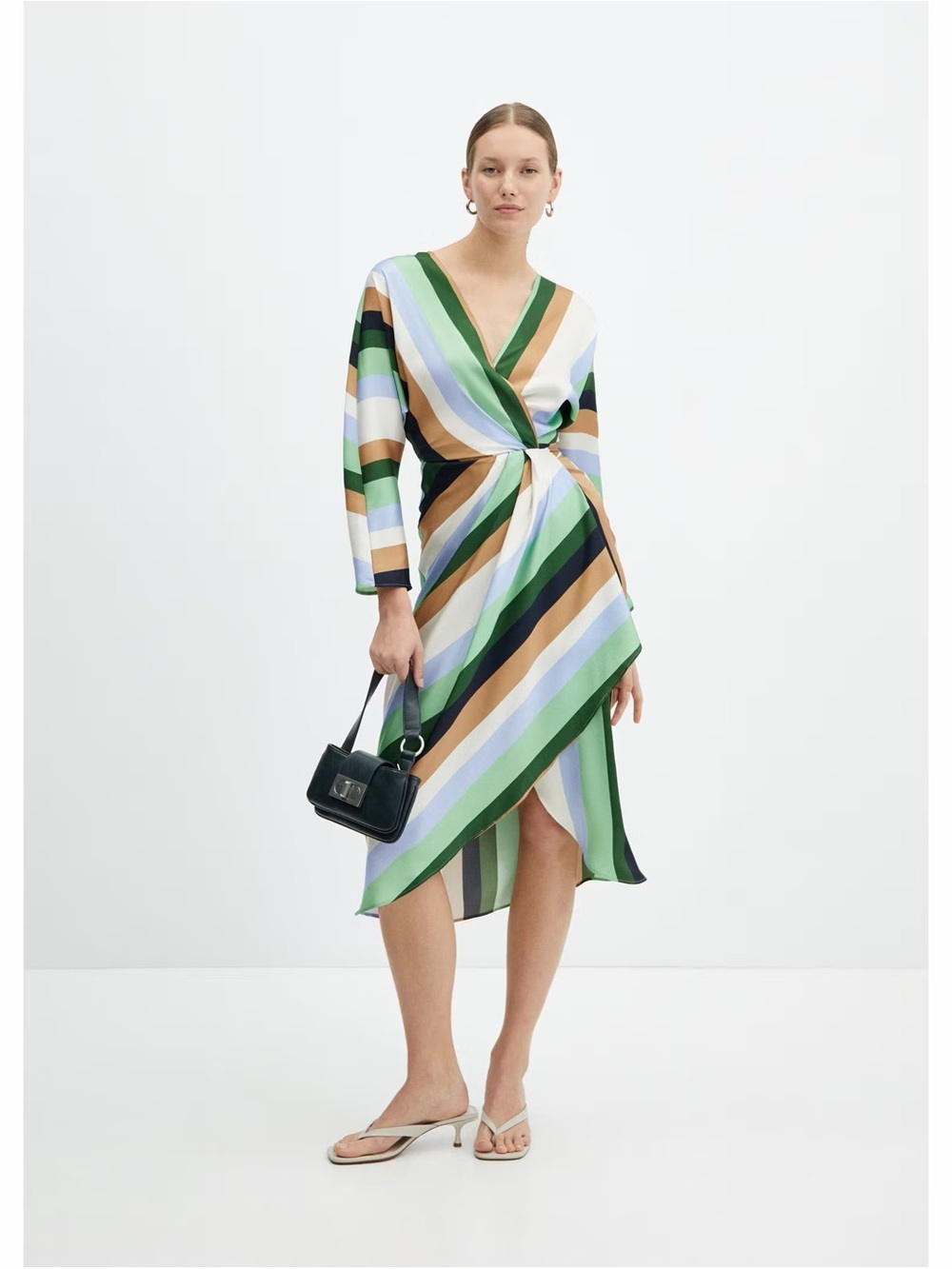 Mango striped satin dress NWT